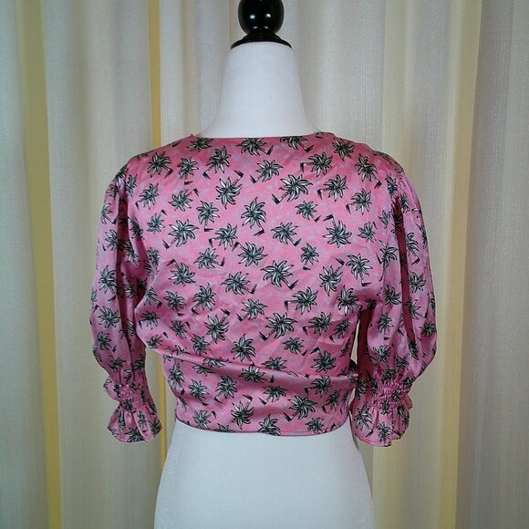 Maje Ruched Palm Print Crop Top in Size XS - Picture 5 of 7